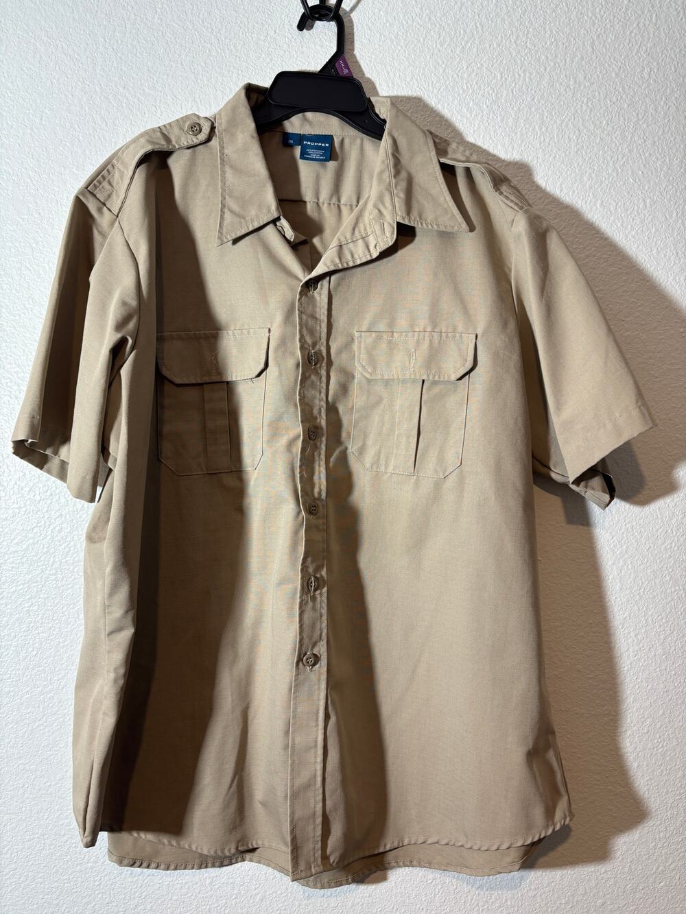 Propper Men's Size 2XL Beige Button-Up Utility Short Sleeve Shirt Gorpcore